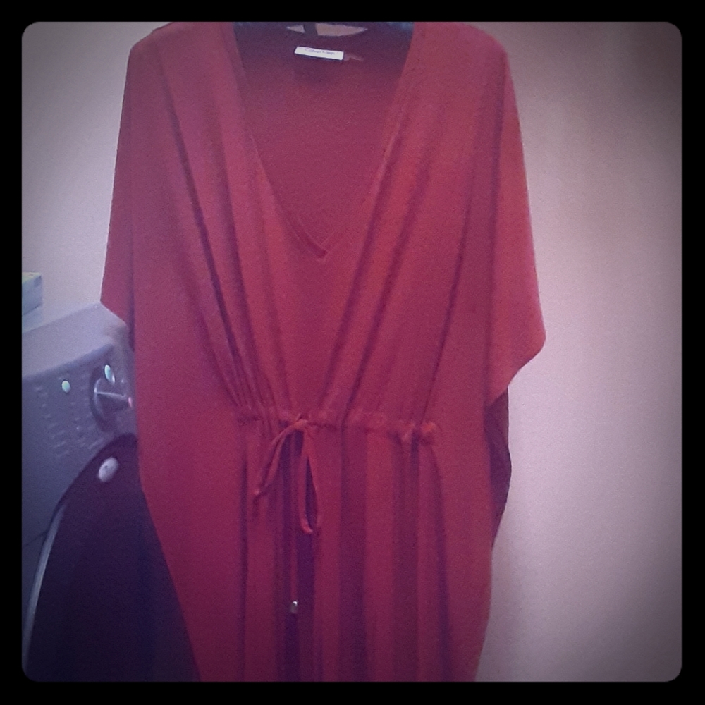 Calvin Klein Batwing deep red dress